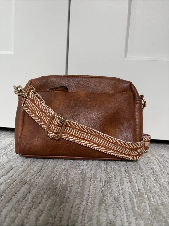 Brown Bostanten Vegan Leather Crossbody Bag