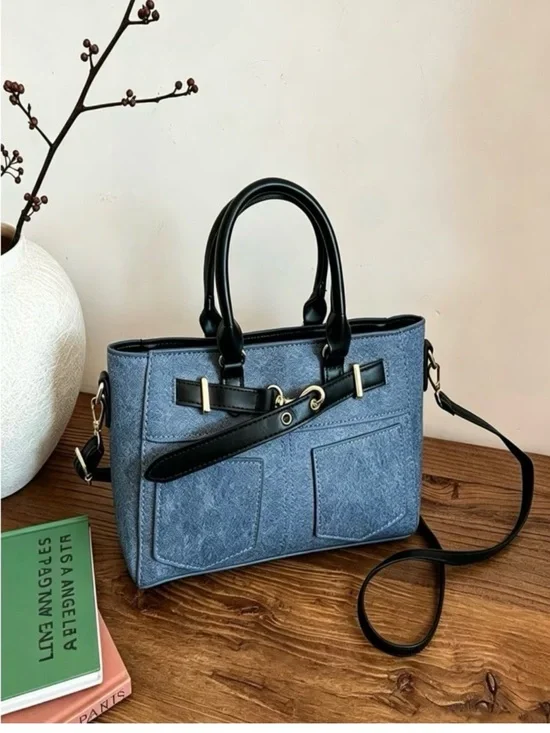 New Zenana denim pocket patch tote bag with Crossbody