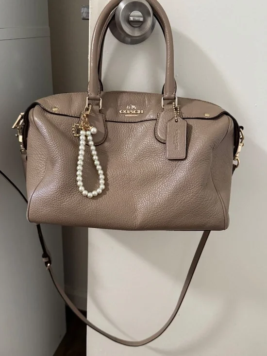 Coach Taupe Pebbled Leather Satchel / Shoulder Bag