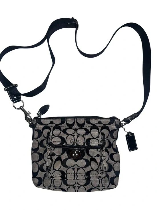 Coach Signature Turnlock Crossbody Bag in Black/Tan