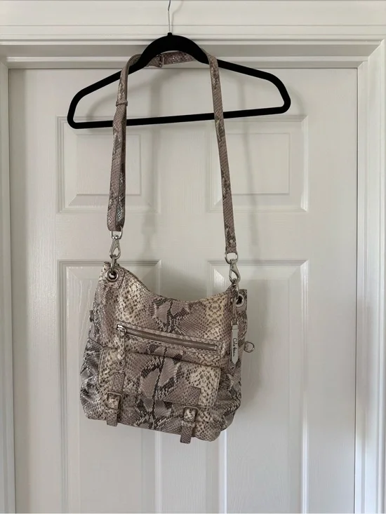 Cole Haan Snake-Print Crossbody Bag - Taupe