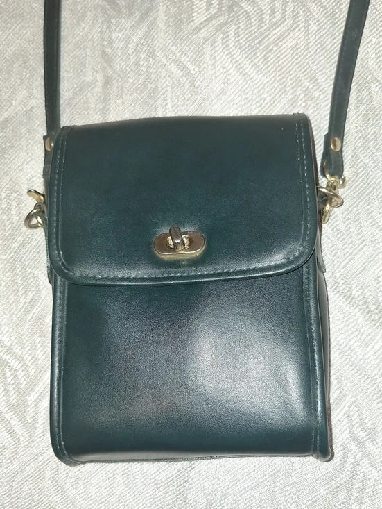 Classic Small Leather Crossbody Bag in Dark Green