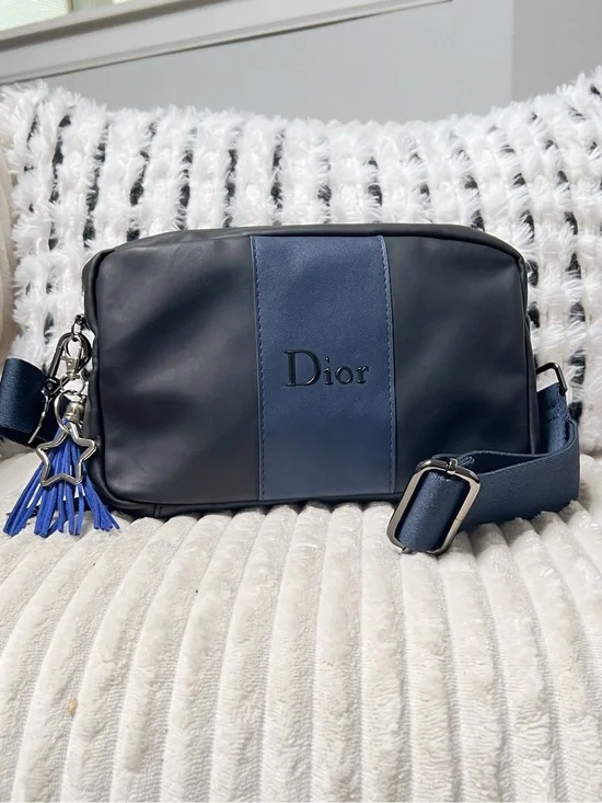 Dior Black and Blue Upcycled Beauty to Crossbody Bag