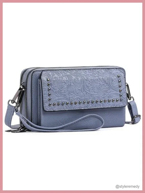 PU Leather Crossbody Bag Wallet Wristlet with Phone Pocket Adjustable Strap