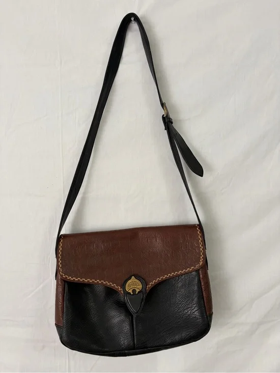 Susan Gail Crossbody Bag Genuine Leather Brown Black Two Tone(B180)