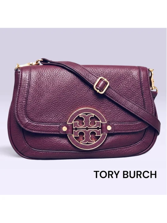 Tory Burch Crossbody Bag Leather Violet - PLUM Gold Trim