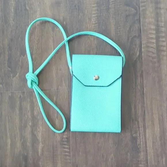 Leather Like Crossbody Handbag Snap Closure Silver Hardware