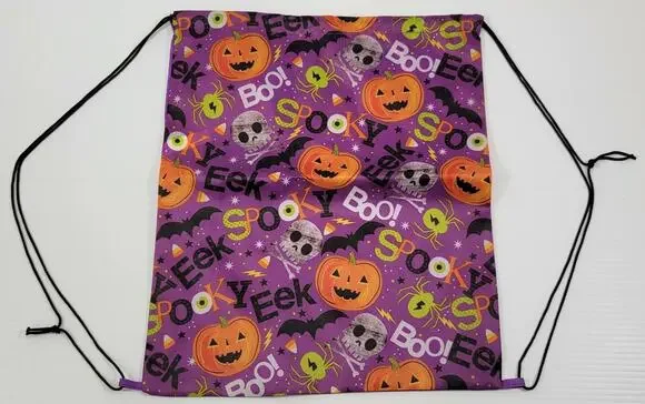 D) Halloween Drawstring Polypropylene Bag Sack Backpack Pumpkin Skull