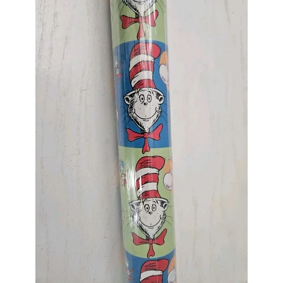 VTG The Finishing Touch Dr. Seuss Cat In The Hat Gift Wrapping Paper Roll **READ