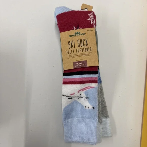 2- Northeast Outfitters 13c - 4 Youth Ski Socks Neo Snowsport Polar Bear Fully C