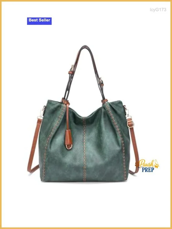 Vintage PU Leather Hobo Shoulder Bag with Rivet Detail