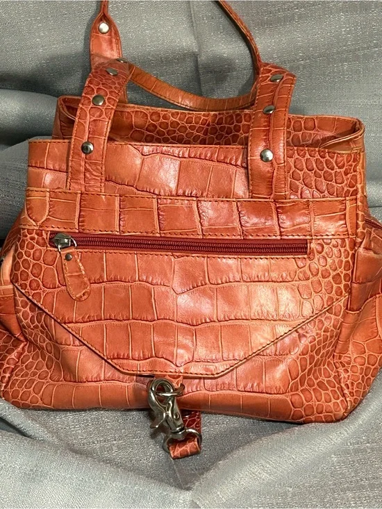 Vintage Francescobiasia Croc-Embossed Hobo Bag in Burnt Orange