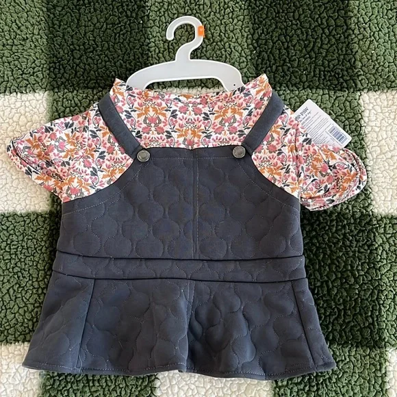 Top Paw Dog overall dress floral with quilt pattern size M NWT