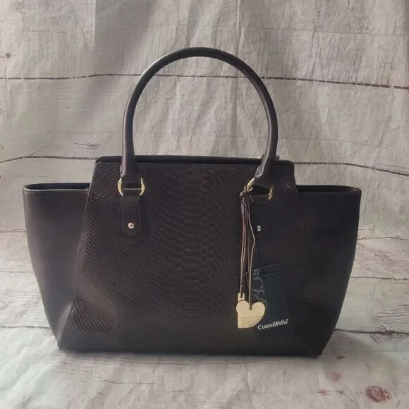 Cuore & Pelle Musette‎ Carryall Leather Satchel NWT