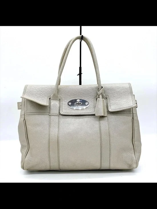 Mulberry Cream Pebbled Leather Top-Handle Satchel