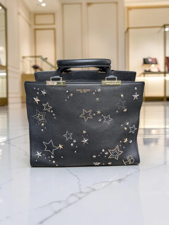 Henri Bendel Bond Street Stars & Studs Satchel Crossbody Black (NWT)