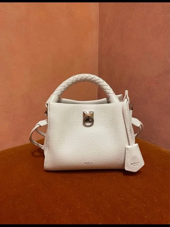 Mulberry Cream Leather Braided-Handle Satchel
