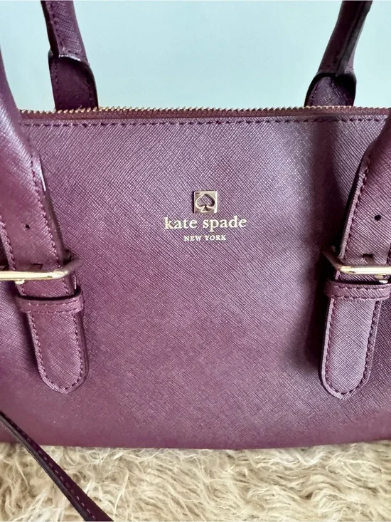 kate spade Plum Saffiano Leather Satchel with Gold Hardware
