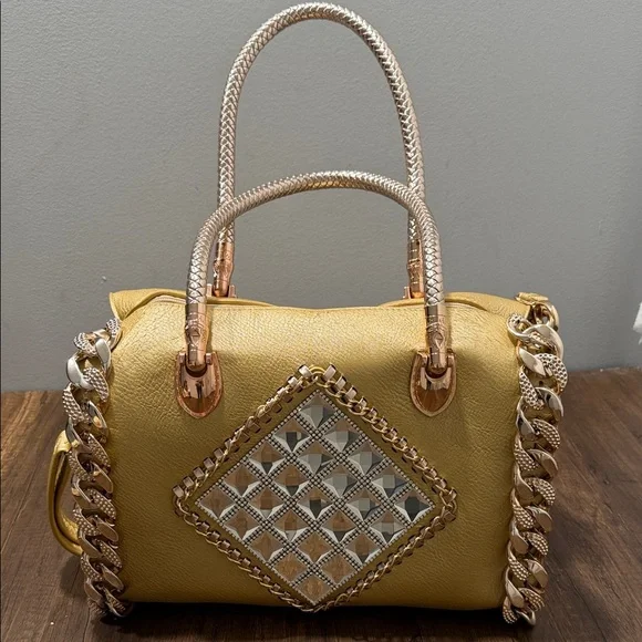 ✨ Gold‎ Statement Shoulder Bag – Glam Rhinestone Detail