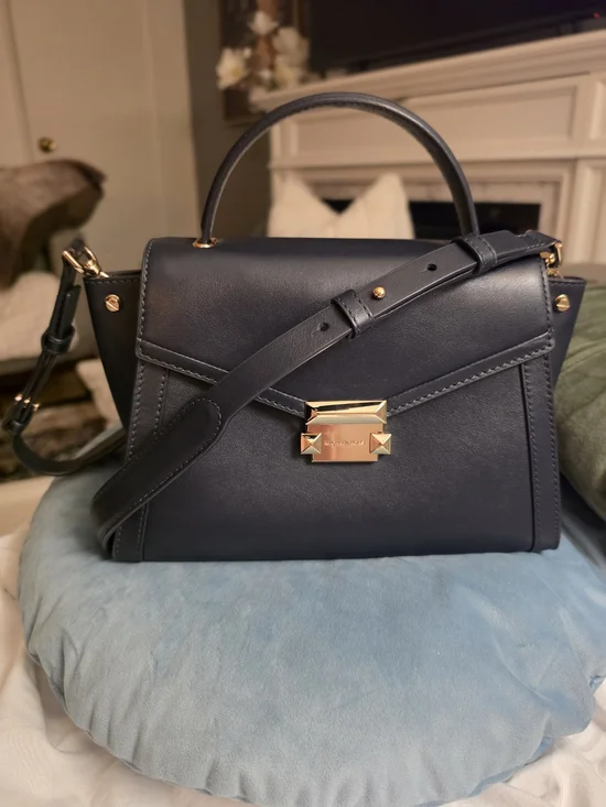 MK Org Price $298-Classic Black Real Leather Shoulder Bag with Gold Hardware