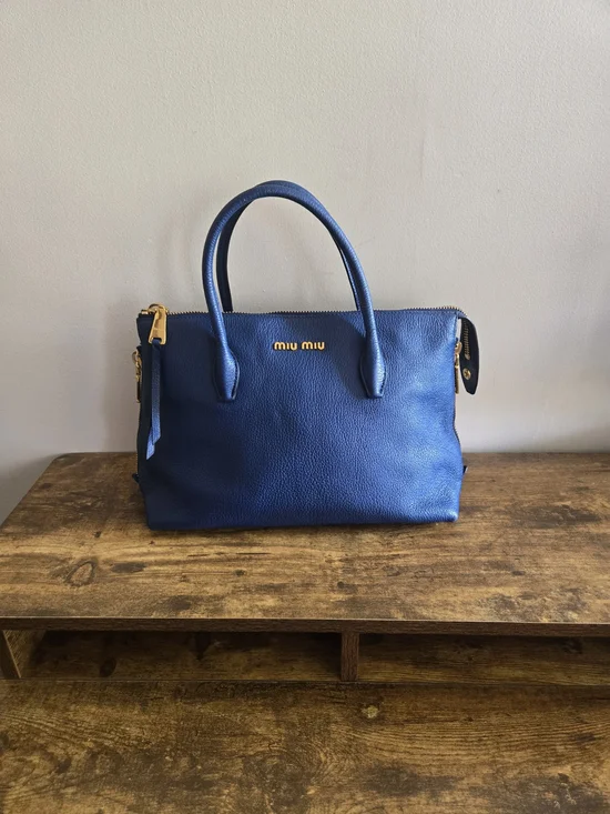 Miu Miu Navy Leather Top-Handle Satchel