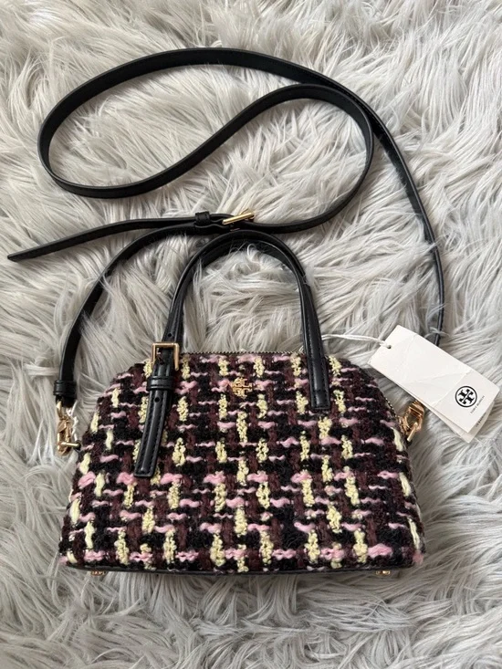 TORY BURCH Emerson Tweed Dome Satchel NWT