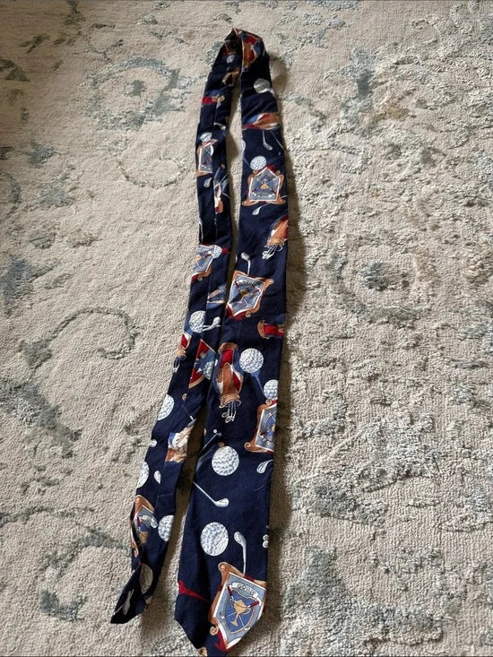 Navy Kids Golf Print Tie - Classic Boys' Accessory