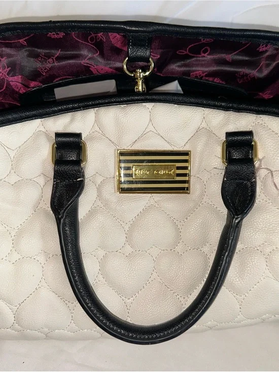 Betsey Johnson Heart Quilted Satchel Crossbody Bag