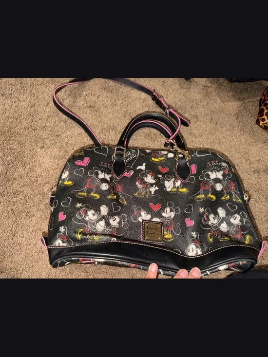 Dooney & Bourke Black Satchel with Pink Accents and Mickey Mouse Disney