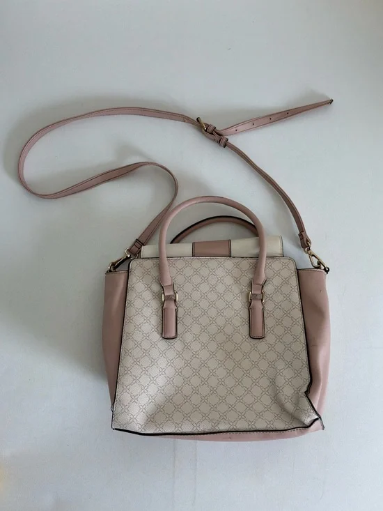 Nine West Blush Pink & Cream Logo Satchel Crossbody Handbag