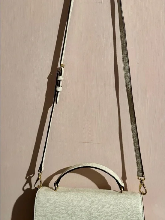 Lauren Ralph Lauren Cream Satchel Crossbody with Gold Hardware