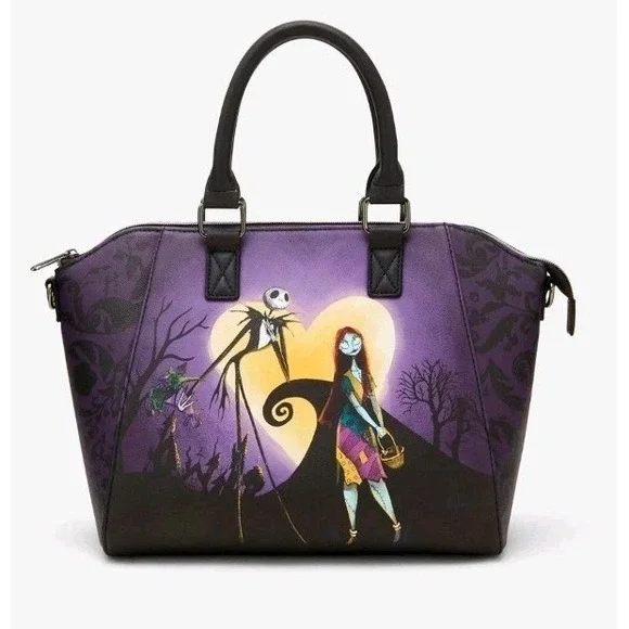 NWT Loungefly The Nightmare Before Christmas Jack & Sally Heart Moon Satchel Bag