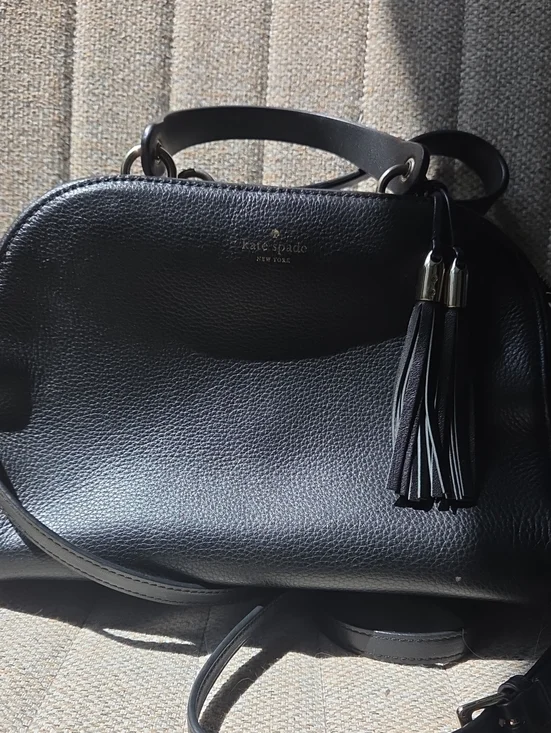 kate spade Black Pebbled Leather Tassel Satchel