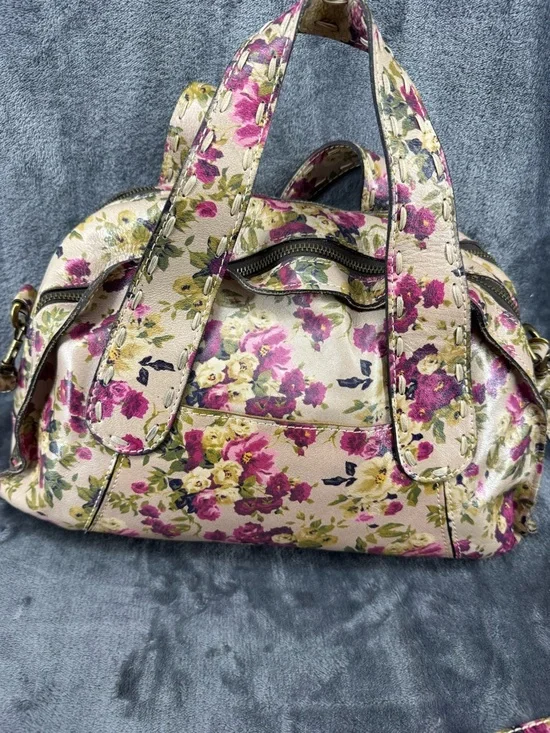 Patricia Nash Antique Rose Cream Floral Leather Shoulder Bag Satchel Purse