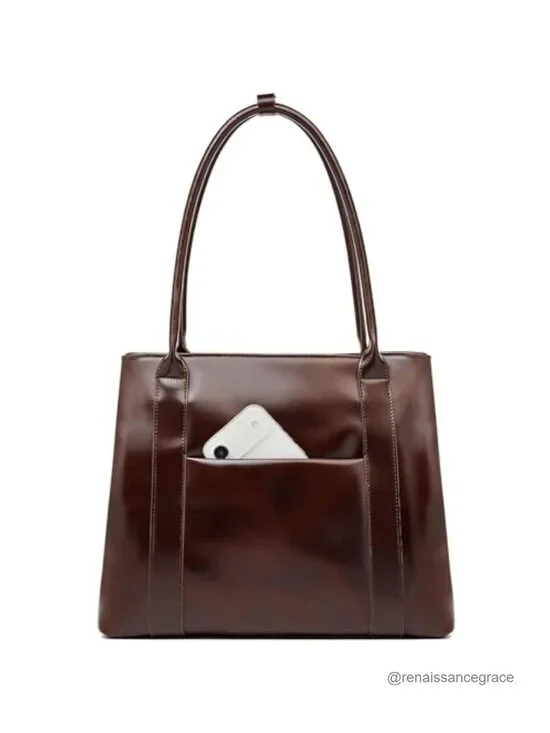 Genuine Leather Satchel Handbag Women Top-Handle Shoulder Tote Crossbody Purse