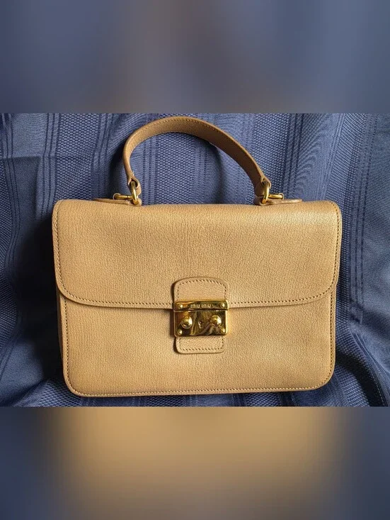 Miu Miu Beige Leather Top-Handle Bag