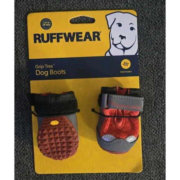 Ruffwear Grip Trex Dog Boots Set of 2 Red Summer 1.5