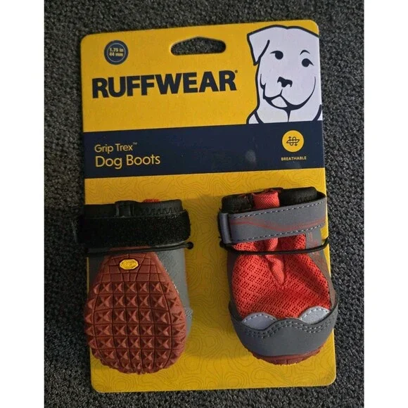 Ruffwear Grip Trex Dog Boots Set of 2 Red Summer 1.75