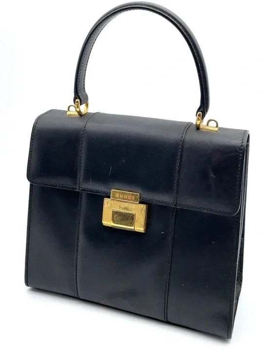 Authentic GUCCI Leather Black 2Way Handbag