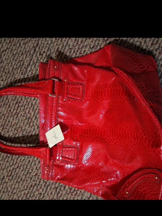 Liz Claiborne Red Textured Satchel