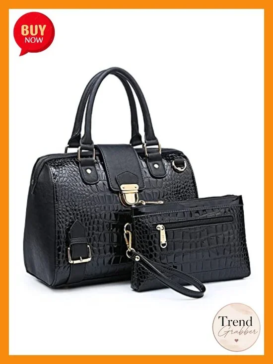 Women's Satchel Purse Top Handle Handbag Vegan Leather Work Tote