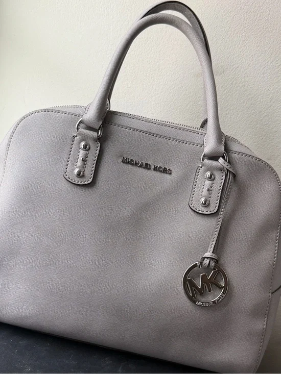 Michael Kors Gray Saffiano Dome Satchel