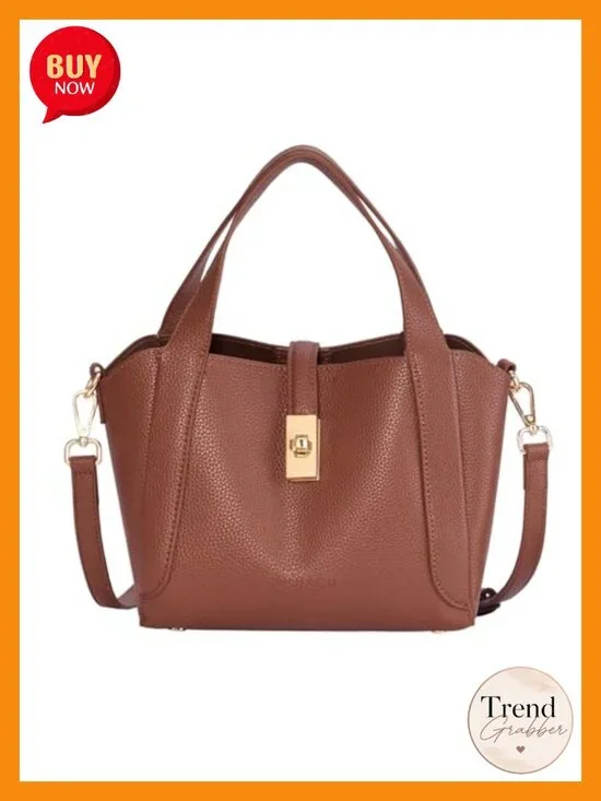 Women's Faux Leather Top Handle Satchel Crossbody Bag with Detachable Strap