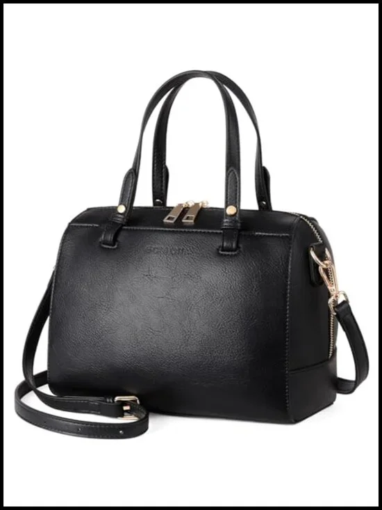Vegan Leather Satchel Handbag Women Top Handle Tote Large Capacity Crossbody