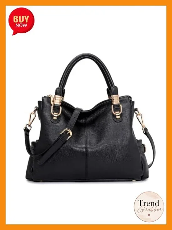 Genuine Leather Satchel Handbag with Adjustable Strap Shoulder Tote