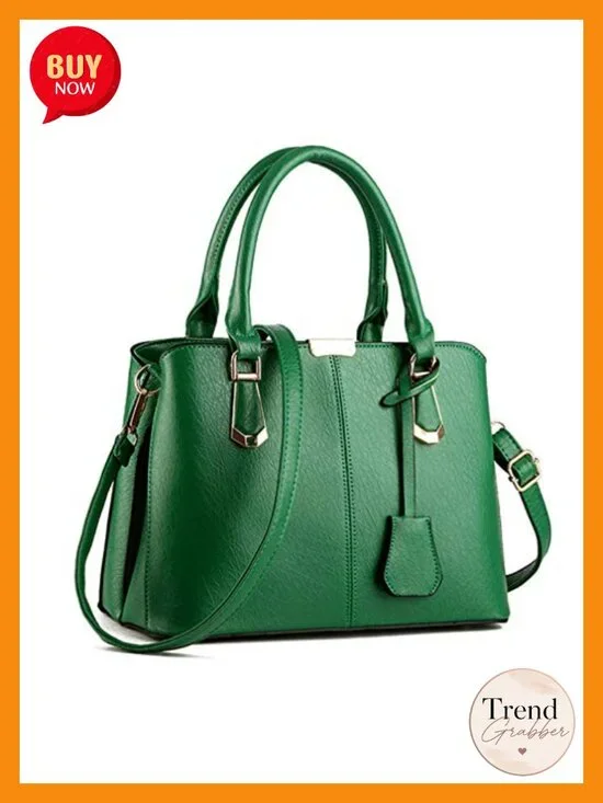 Faux Leather Satchel Handbag Tote Top Handle Work Bag