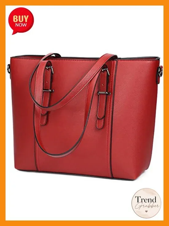 Faux Leather Satchel Handbag Purse with Adjustable Strap Tote Shoulder Bag