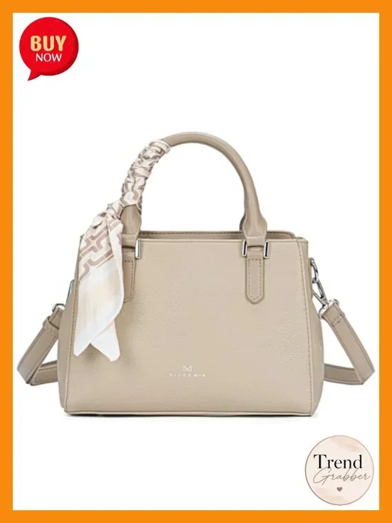 Women's Small Litchi Grain Vegan Leather Top-Handle Satchel Crossbody Purse