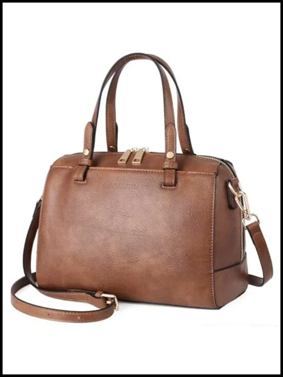 Vegan Leather Satchel Bag Women Top Handle Shoulder Purse