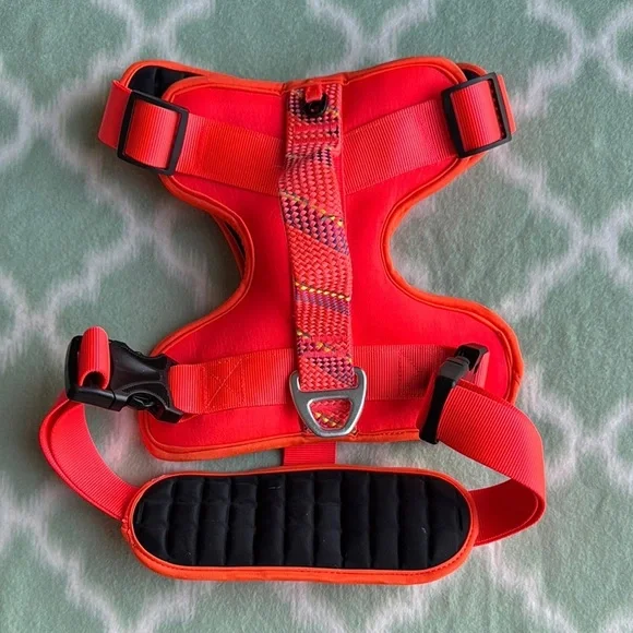 Hot coral pink and Black neoprene Dog Harness